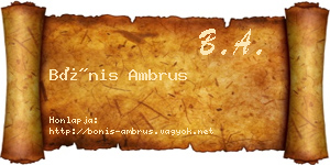 Bónis Ambrus névjegykártya