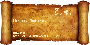 Bónis Ambrus névjegykártya